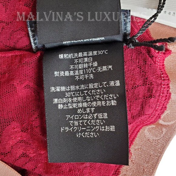 GUCCI TIGHTS SCARLET FLORAL LACE LOGO WAISTBAND sz M / MEDIUM - Picture 13 of 14